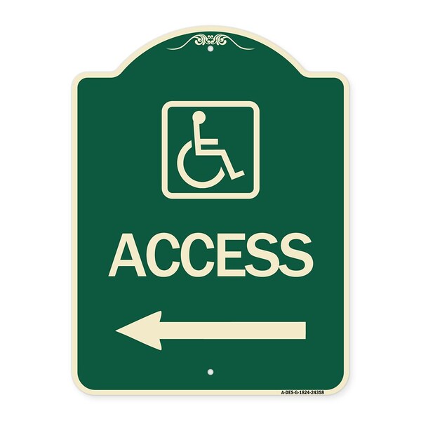 Signmission Access With Updated Isaand Left Arrow Heavy-Gauge Aluminum Architectural Sign, 24" H, G-1824-24358 A-DES-G-1824-24358 - main